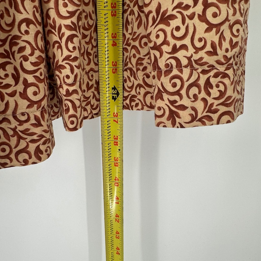 Handmade Brown Scroll Print Tiered Maxi Skirt Ruffle Hem L Cottagecore Costume - Picture 5 of 10